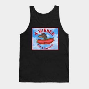 Cute Funny Dachshund Wiener Dog in Sausage Plane Tank Top